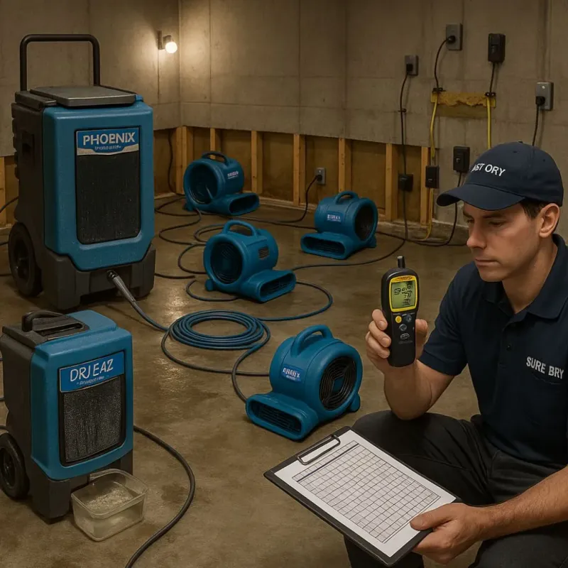 Structural Drying and Dehumidification process in Marlton, NJ